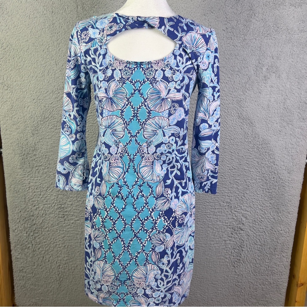 Lilly Pulitzer Bay Dress Womens Small Blue Lapis Lazuli Beach Shells Colorful - Picture 3 of 11